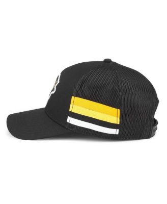 Men's Black Pittsburgh Penguins HotFoot Stripes Trucker Adjustable Hat
