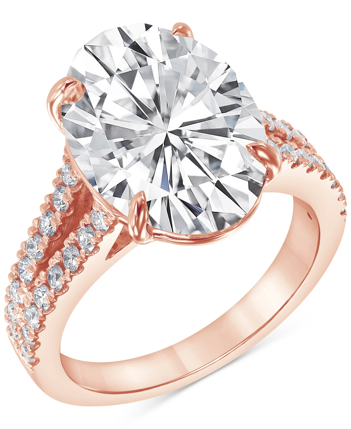 Badgley Mischka Certified Lab Grown Diamond Oval Solitaire Plus Engagement Ring (7-1/2 Ct. T.w.) In 14k Gold In Rose Gold
