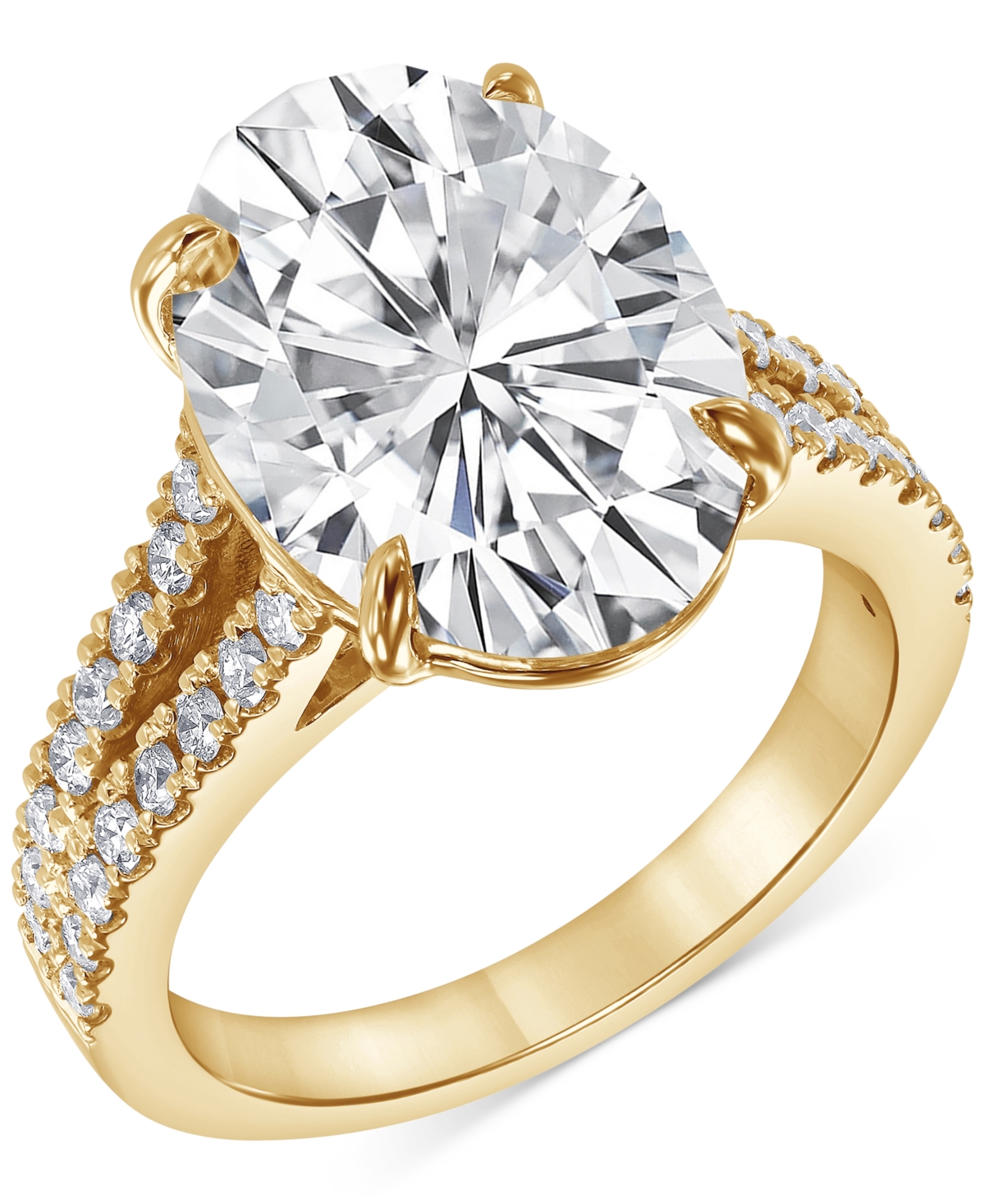 Badgley Mischka Certified Lab Grown Diamond Oval Solitaire Plus Engagement Ring (7-1/2 Ct. T.w.) In 14k Gold In Yellow Gold
