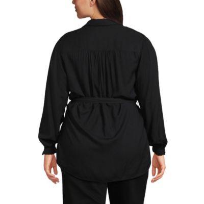 Women's Plus Size Rayon Tie Waist Shirt