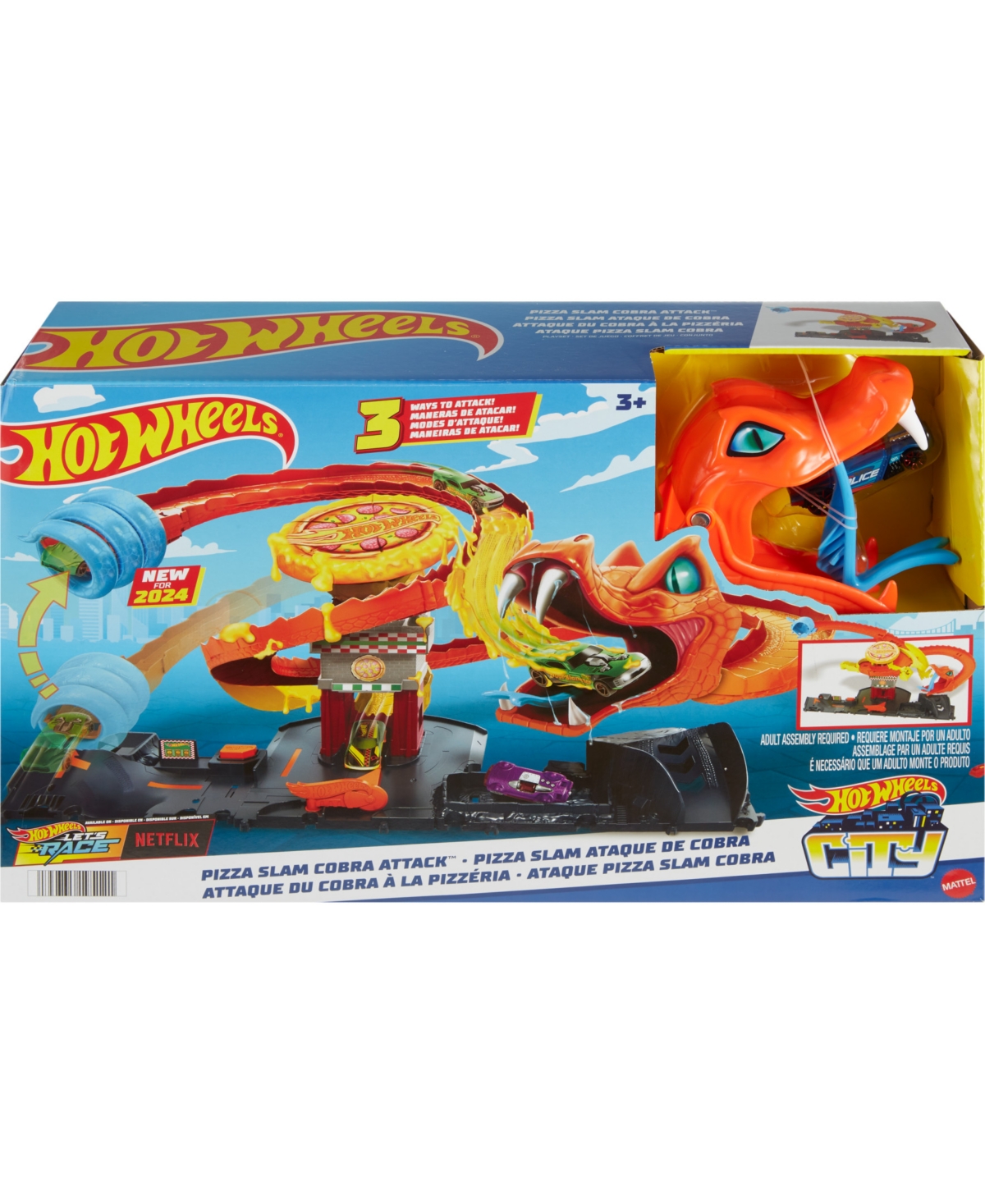 Shop Hot Wheels City Pizza Slam Cobra Attack Playset With 1:64 Scale Toy Car In Multicolor