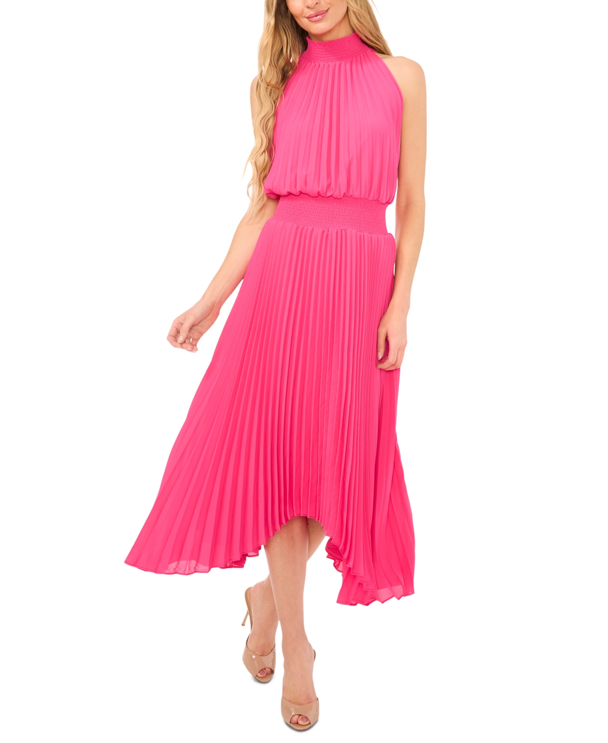 Cece Women's Pleated Halter Midi Dress In Legacy Pink