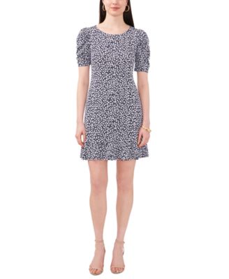 MSK - Petite Printed Puff-Sleeve Dress