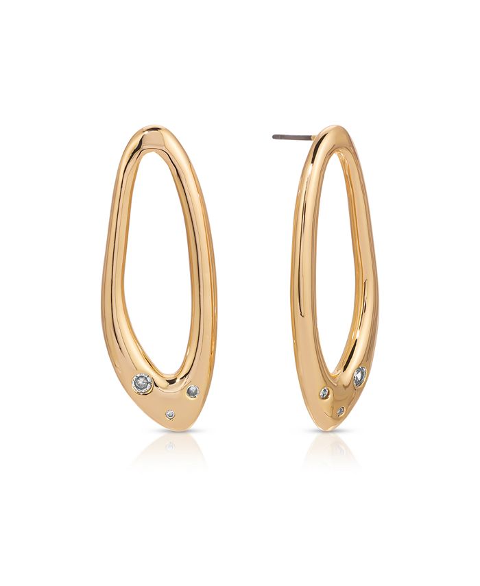 ETTIKA Molten 18k Gold Plated Crystal Dotted Oval Earrings - Macy's