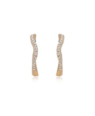 Ripple Pave 18k Gold Plated Hoops