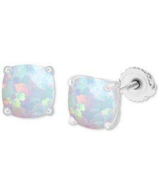 Macy's - Lab-Grown Opal Screw Back Stud Earrings (3/4 ct. t.w.) in Sterling Silver