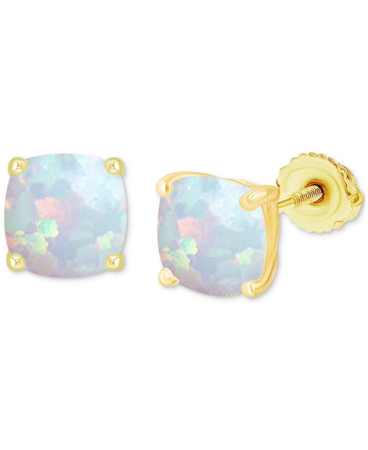 Shop Macy's Lab-grown Opal Screw Back Stud Earrings (3/4 Ct. T.w.) In Sterling Silver In Gold