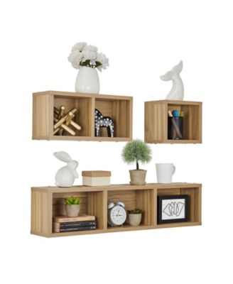 Bauhaus Floating Geometric Cubby Wall Shelves, Set of 3 Sizes