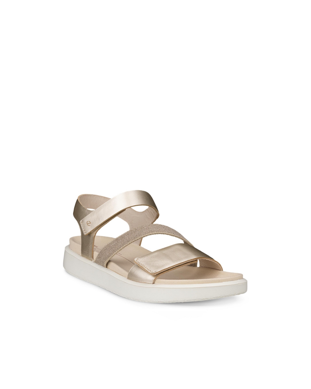 Ecco Women's Flowt 2 Band Sandals In Pure White Gold- Full Grain Leather
