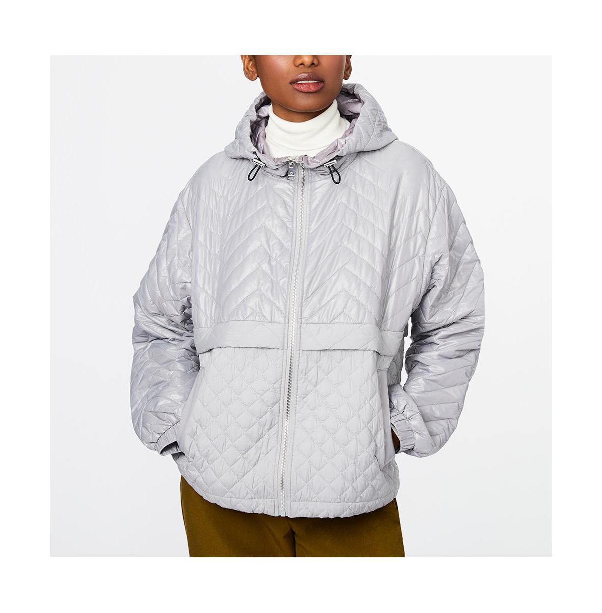 Mixed Quilted Lightweight Jacket - Ice grey