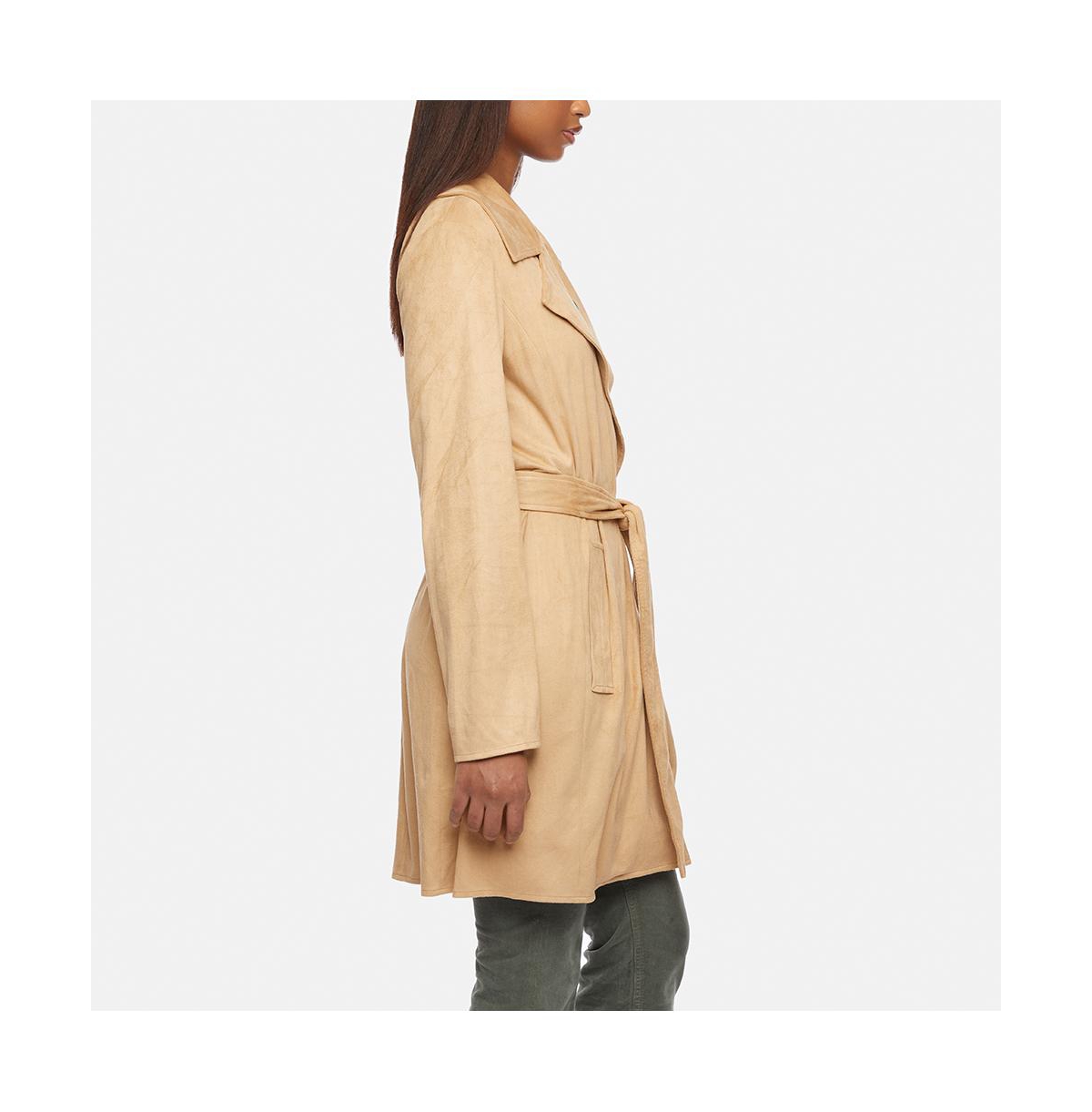 Faux Suede Trench Coat