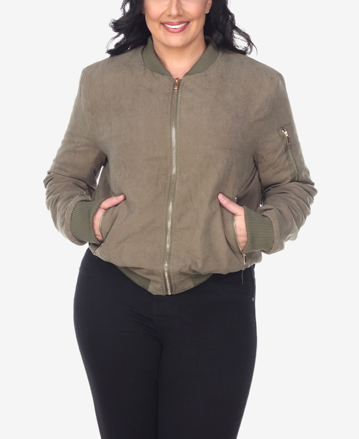 White Mark Plus Size Bomber Jacket