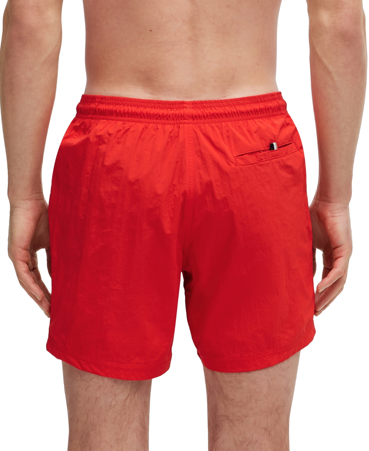 Shop Hugo Boss Boss By  Men's Vertical-logo Quick-dry Swim Shorts In Bright Red
