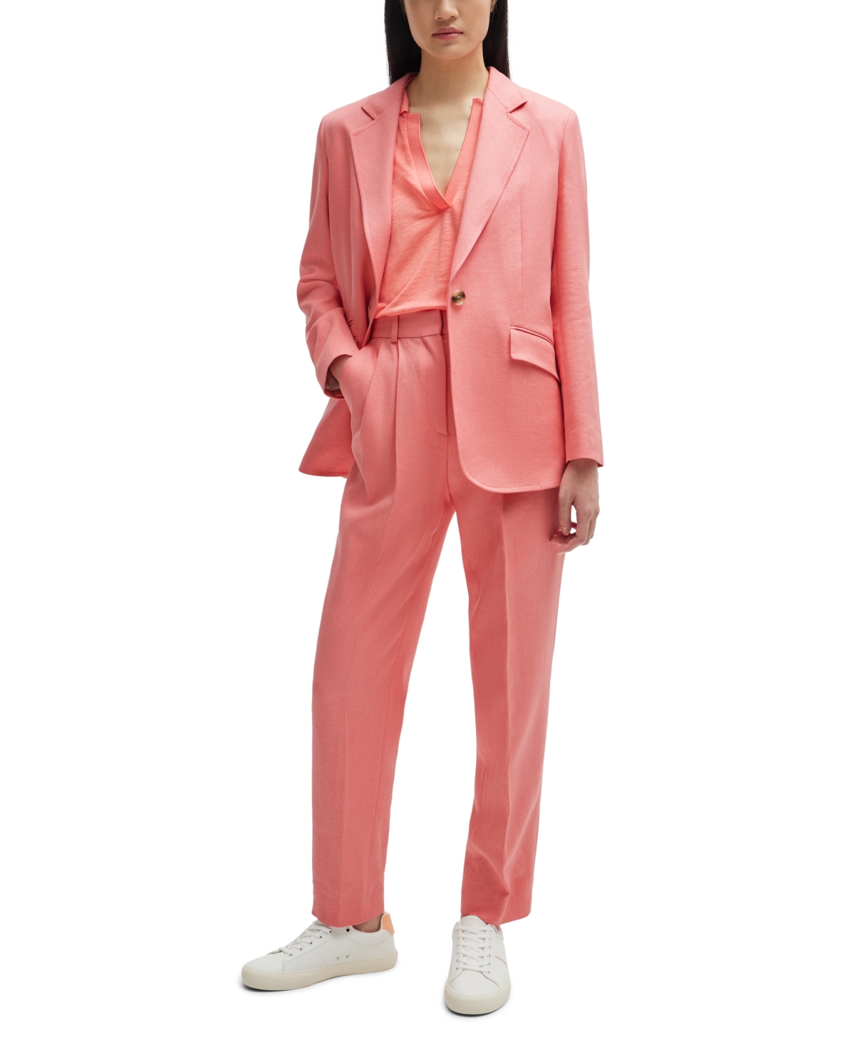 Hugo Boss Boss By  Women's Relaxed-fit Jacket In Open Pink