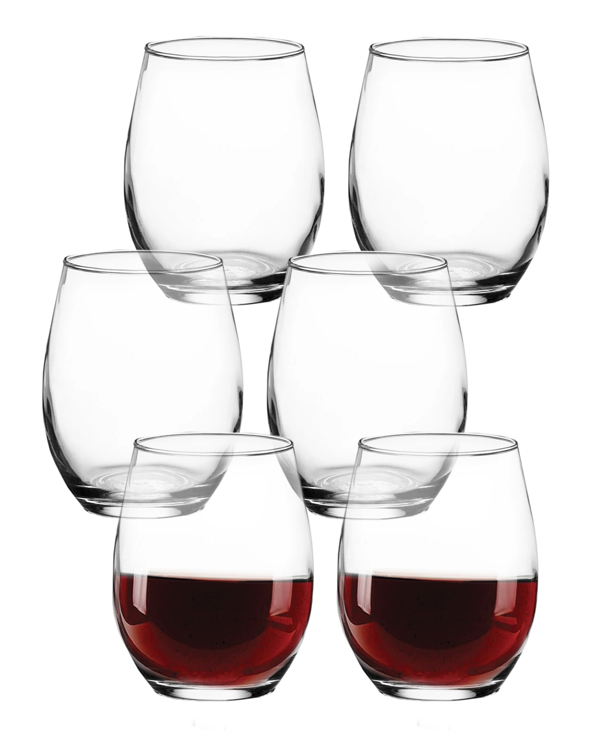 Circleware Set Of 6 18.5 oz Stemless Wine Glasses In Clear