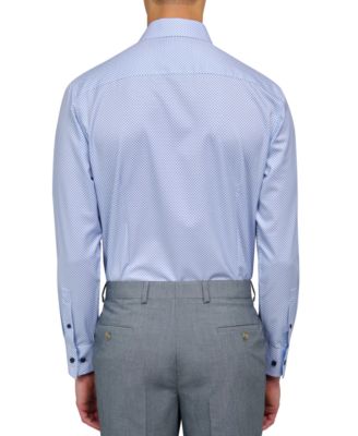 Men's Recycled Slim Fit Zig Zag Performance Stretch Cooling Comfort Dress Shirt