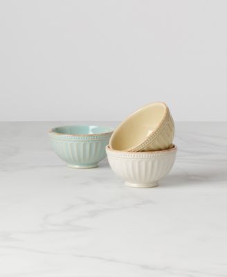 French Perle Groove Collection Stoneware 3-Pc. Mini Bowls Set