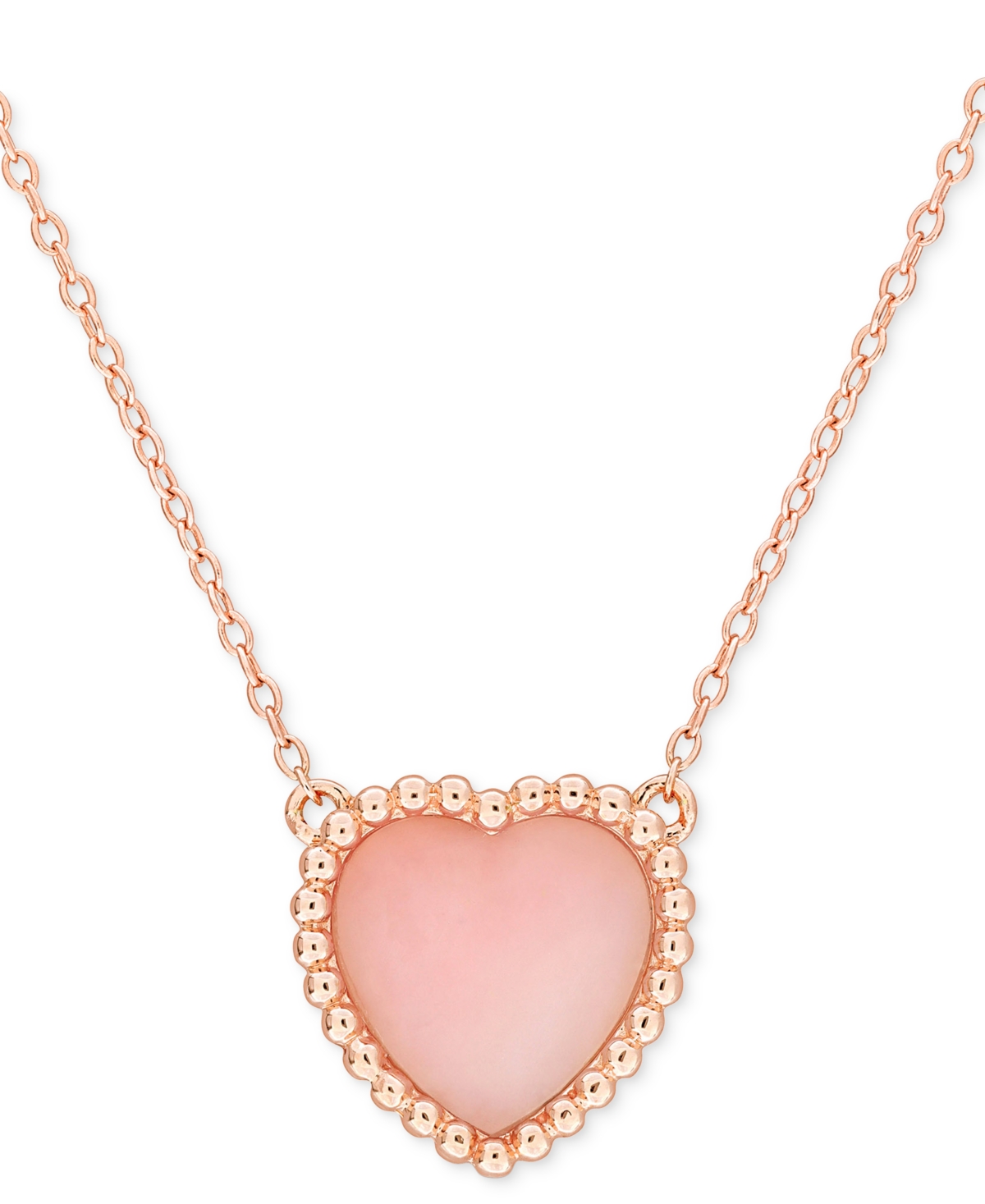 Pink Opal (5 ct. t.w.) Heart Bead Frame 17" Pendant Necklace in Rose-Plated Sterling Silver - Pink Opal