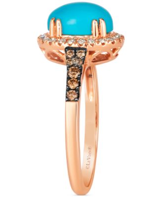Robins Egg Blue Turquoise (2 ct. t.w.) and Diamond (1/3 ct. t.w.) Halo Ring in 14k Rose Gold