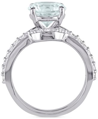 Aquamarine (1-5/8 ct. t.w.) & Lab-Grown White Sapphire (3/8 ct. t.w.) Bridal Set in 10k White Gold