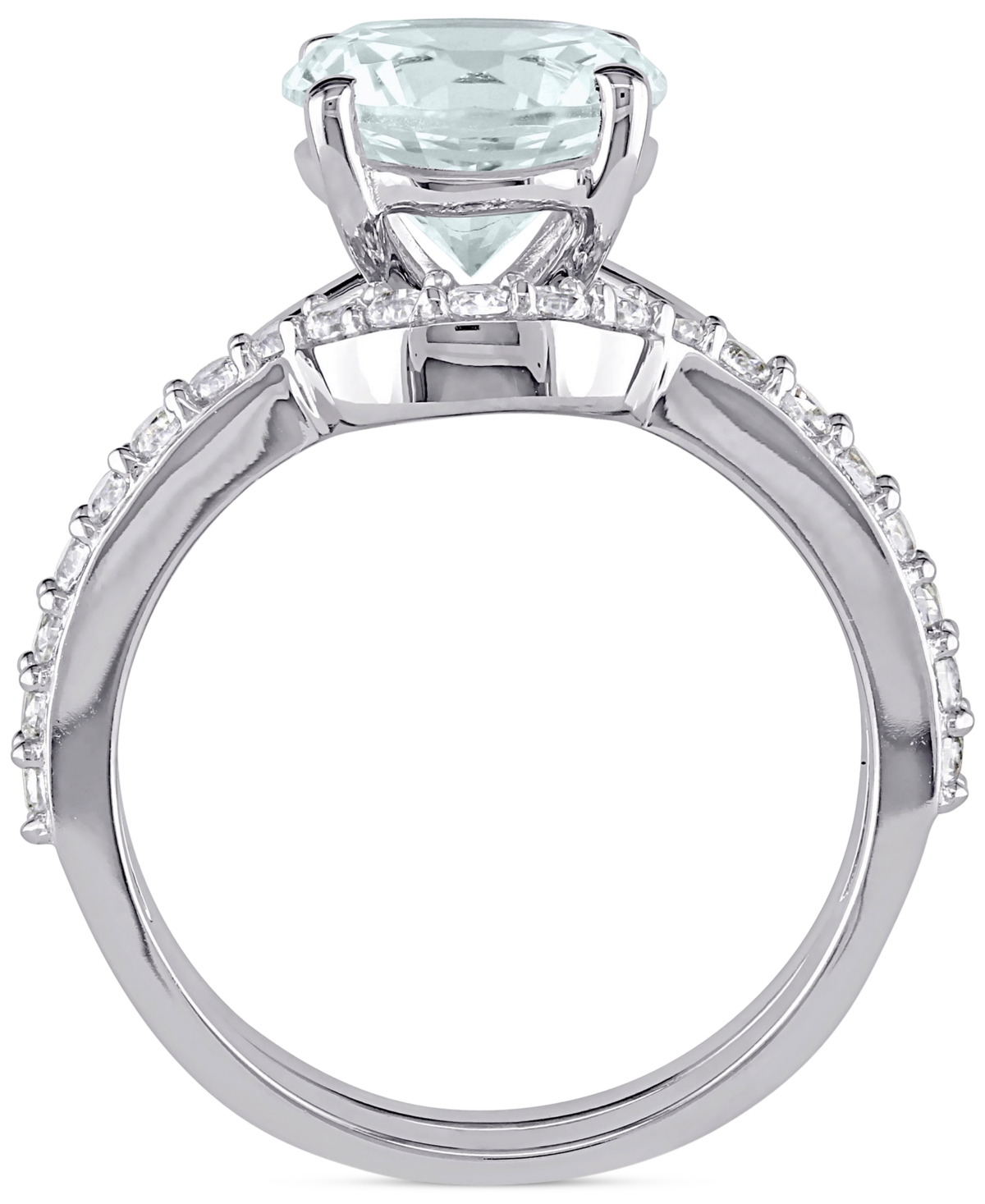 (1-5/8 ct. t.w.) & Lab-Grown White Sapphire (3/8 ct. t.w.) Bridal Set in 10k White Gold - Aquamarine