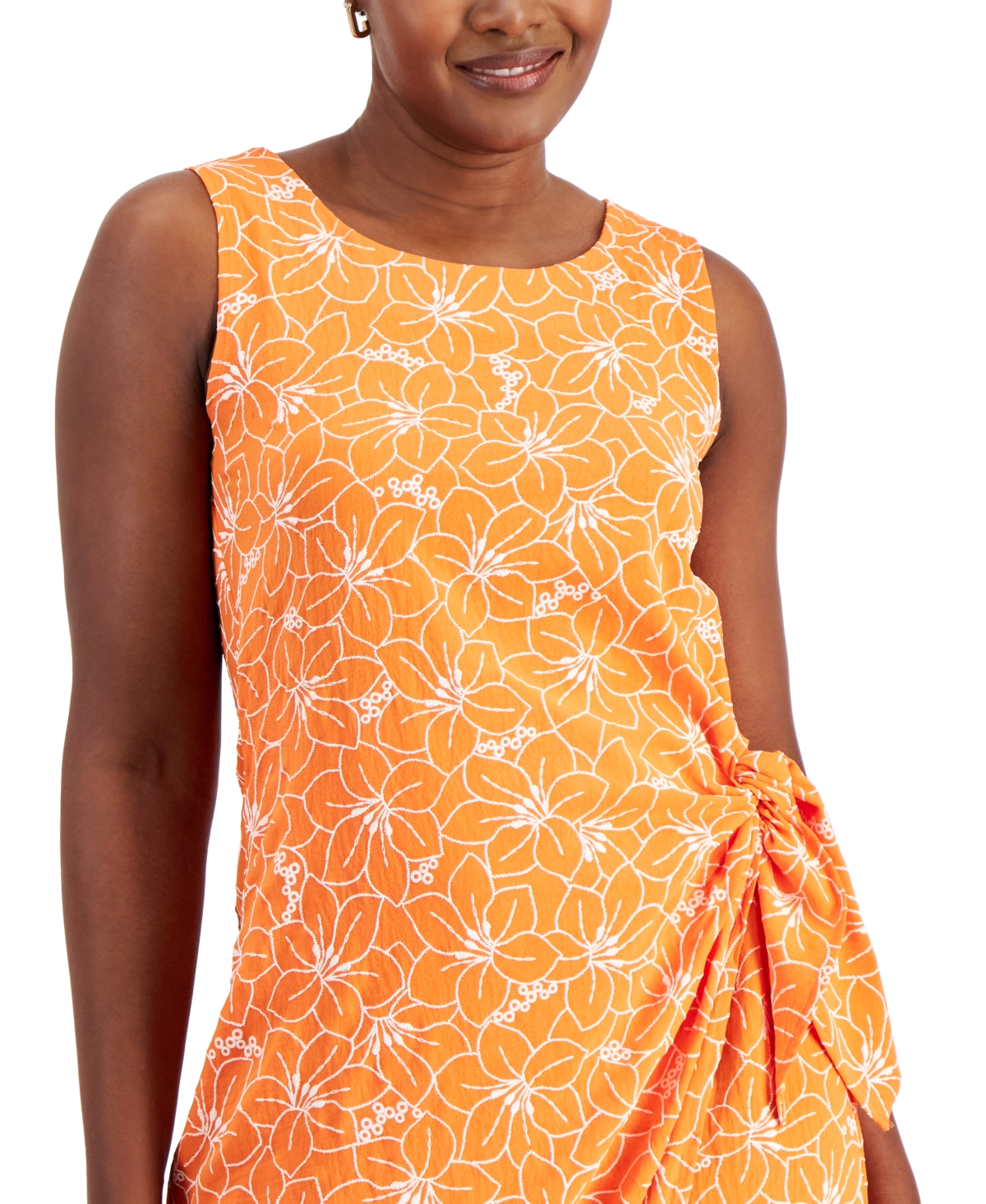 Shop Robbie Bee Women's Printed Faux-wrap Midi Dress In Orange,whi