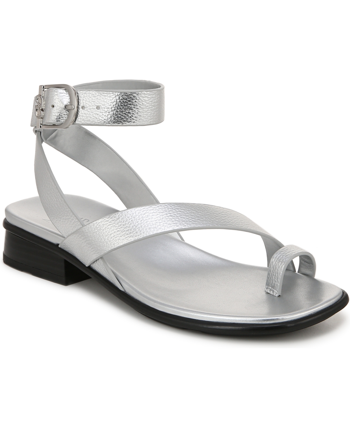 Shop Naturalizer Birch Ankle Strap Sandals In Silver Faux Leather