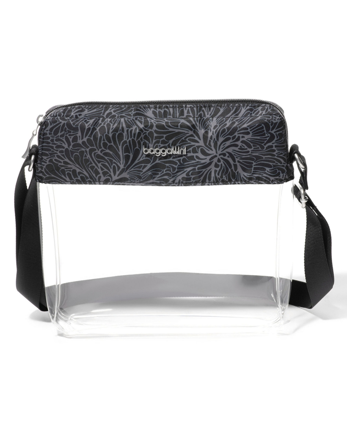Baggallini Stadium Clear Pocket Crossbody In Midnight Blossom