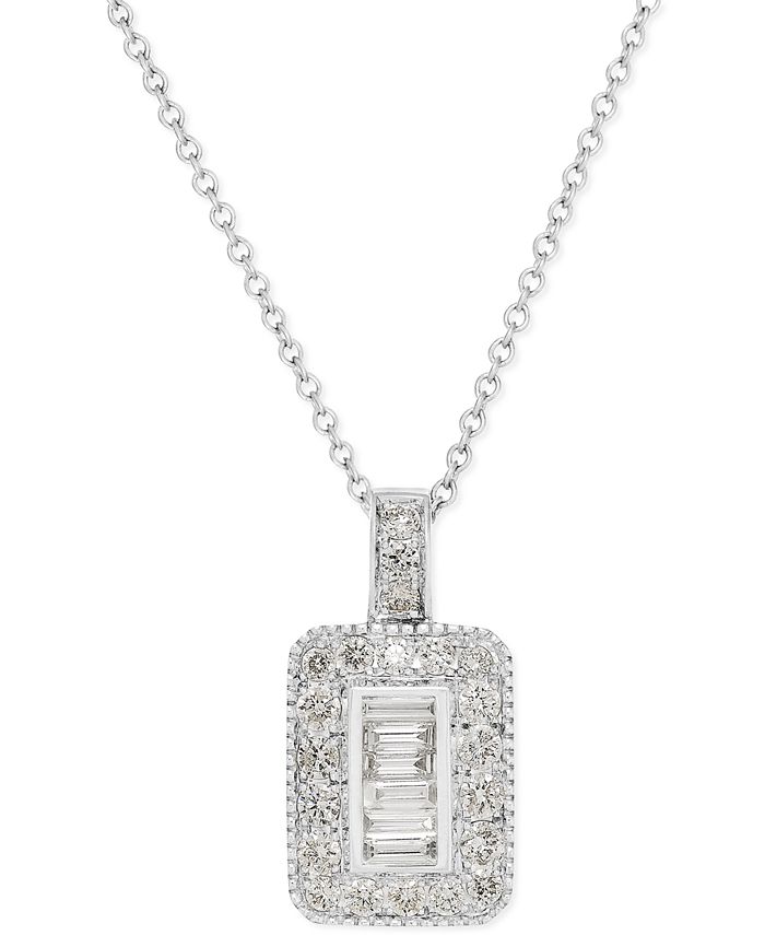 EFFY Collection EFFY® Diamond Rectangle Pendant Necklace in 14k White ...