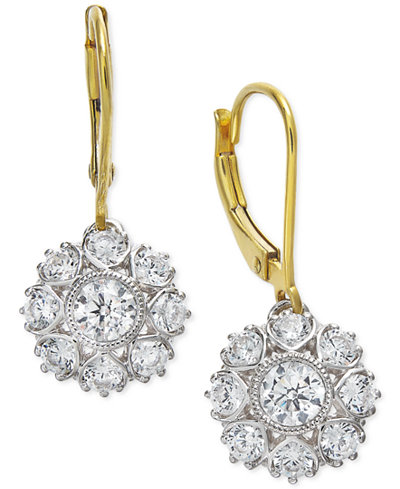 Marchesa Certified Diamond Two-Tone Snowflake Drop Earrings in 18k Gold (1-1/6 ct. t.w.)