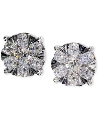 EFFY Collection - Diamond Cluster Stud Earrings in 14k White Gold (1-1/10 ct. t.w.)
