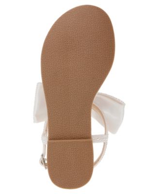 Little and Big Girls Sasha T-strap Sandals with Bow Detail