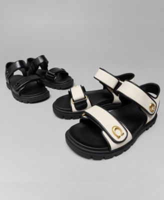 COACH Brynn Double-Band Sporty Lug-Sole Leather Sandals - Macy's