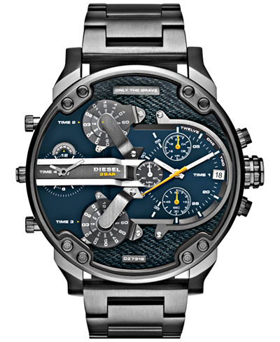 Diesel Men's Mr. Daddy 2.0 Gunmetal Ion-Plated Stainless Steel Bracelet Watch 57mm DZ7331
