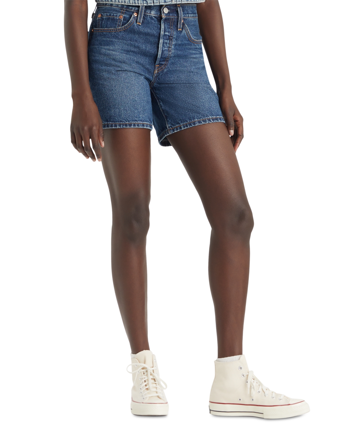 Levi's Blue 501 Mid Thigh Denim Shorts In Blue Beauty