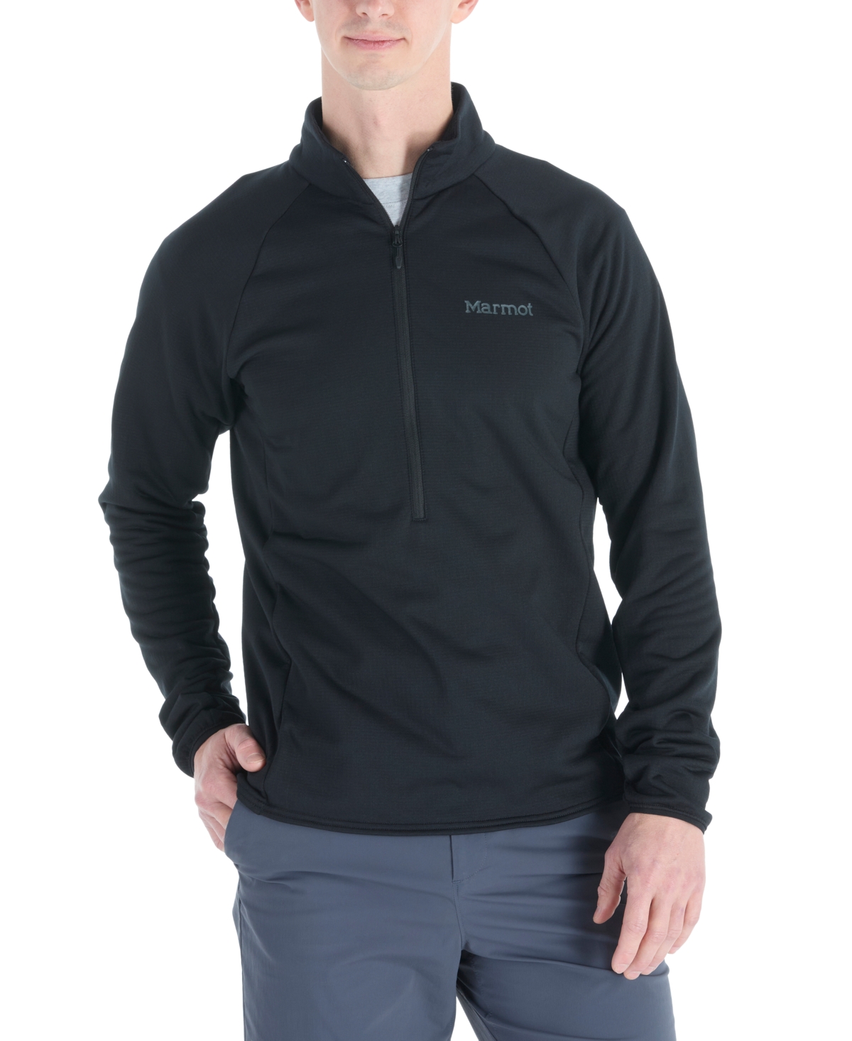 Marmot Men's Leconte Fleece Half-zip Logo Jacket In Black
