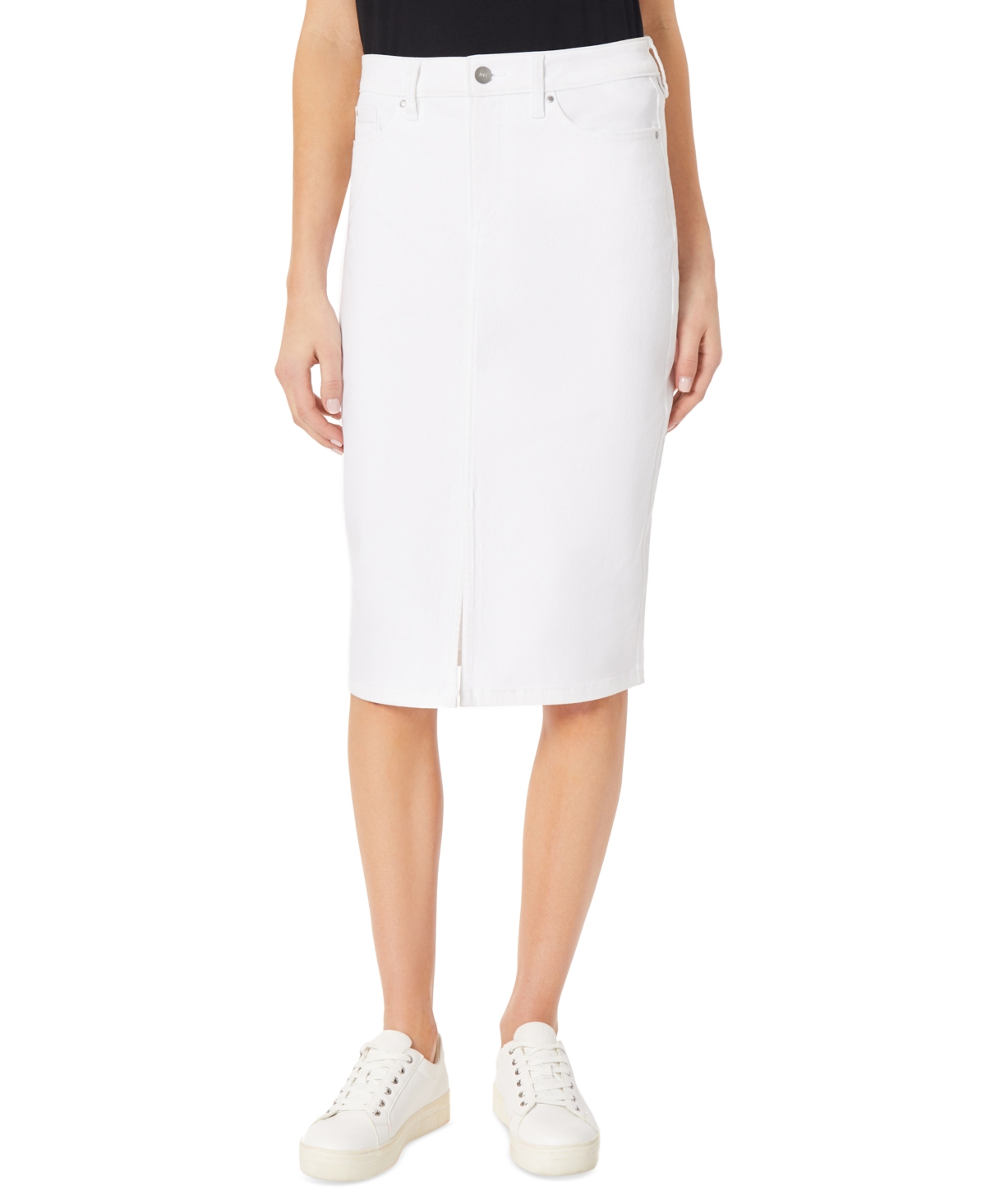 Petite Lexington Slit-Front Denim Skirt - Soft White