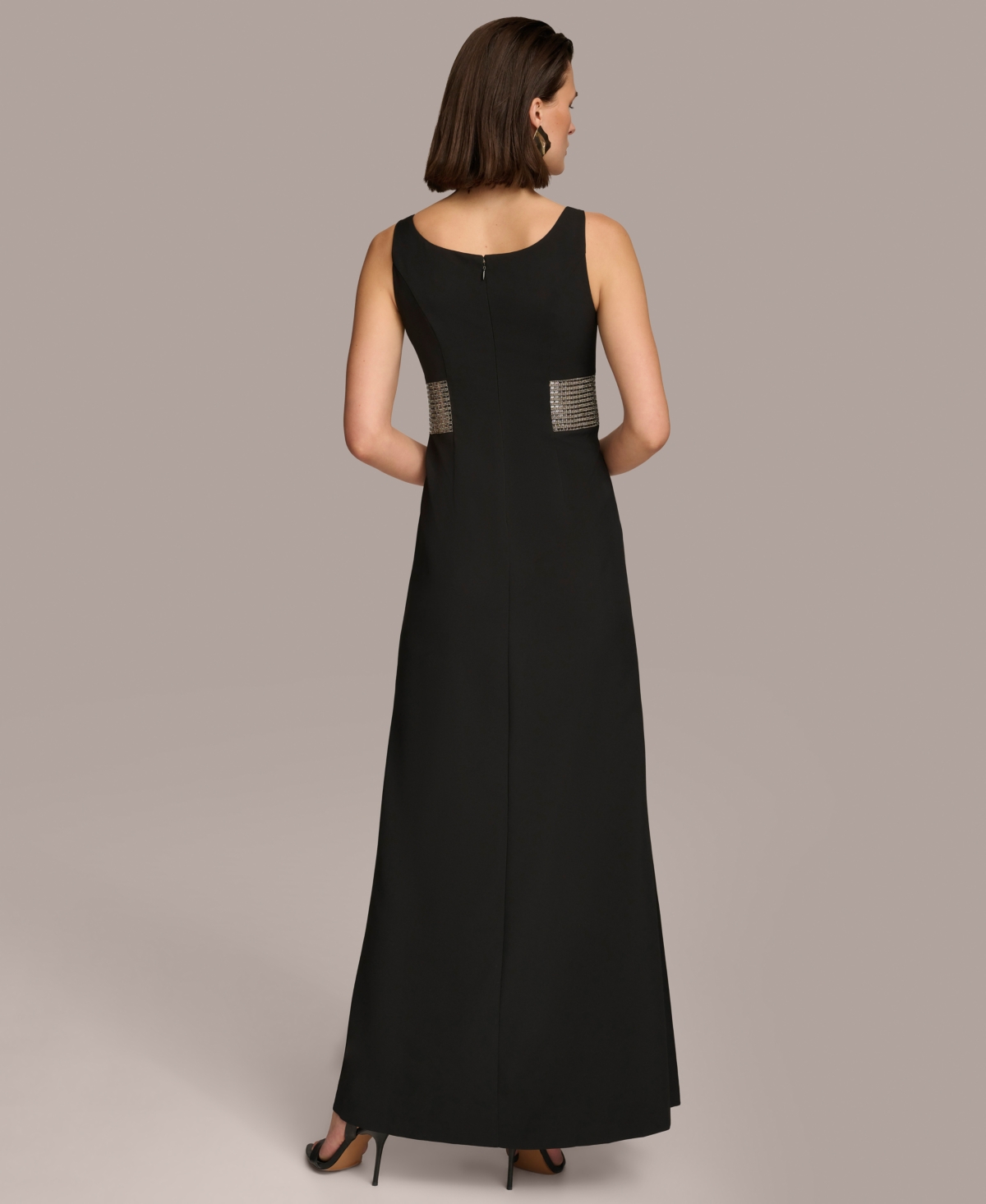 Shop Donna Karan Women's Embellished V-neck Gown In Black,silver