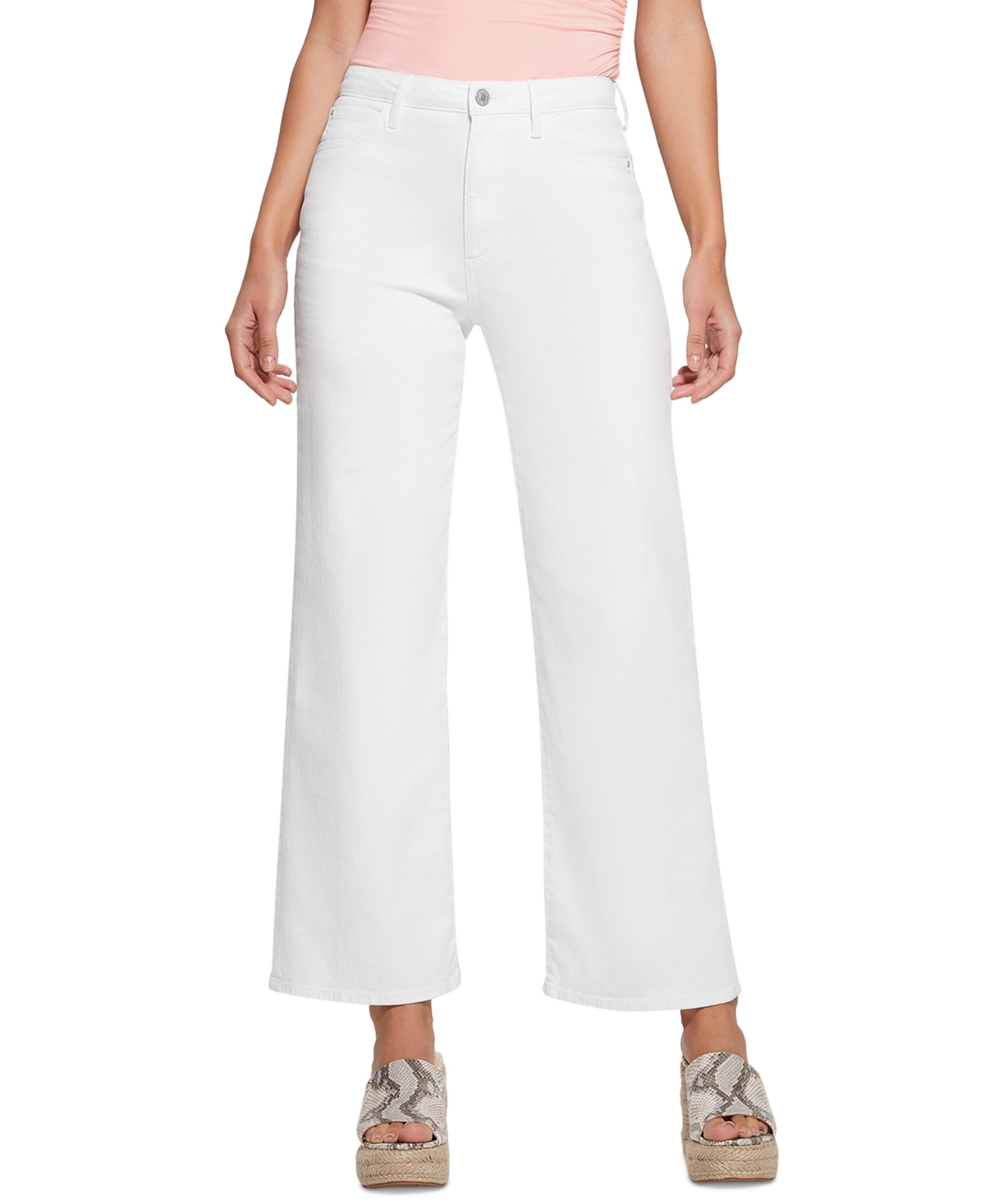 Shop Guess Women's Wide-leg Ankle Jeans In Pure White