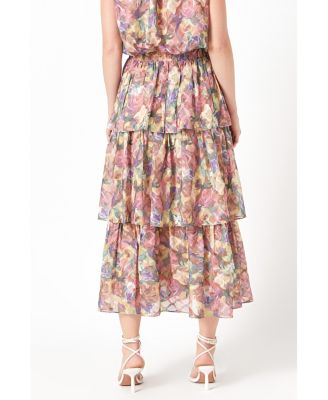 Women's Floral Tiered Maxi Skirt