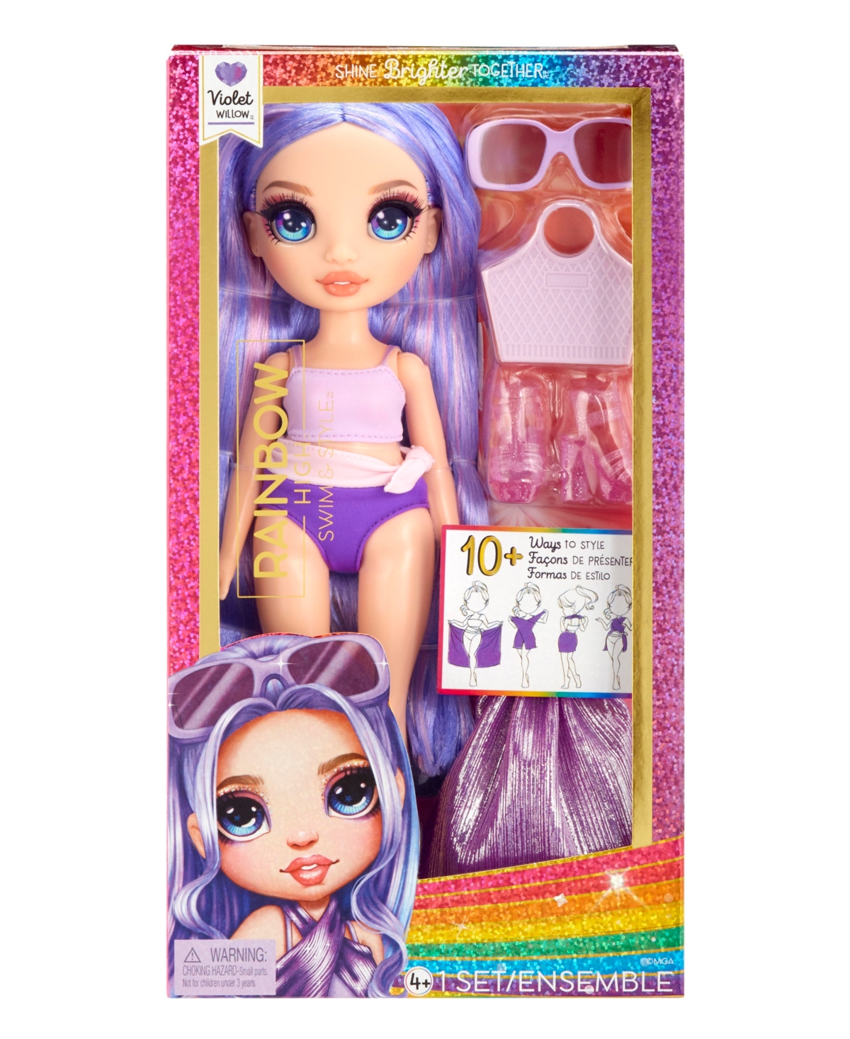 Shop Rainbow High Swim And Style Fashion Doll- Violet In Multicolor