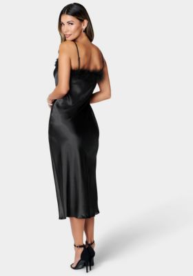 Women's Feather Satin Slip Dress