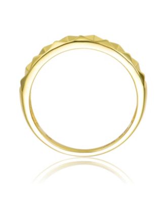 Sterling Silver 14K Gold Plated and Clear Cubic Zirconia 2-Row Modern Ring