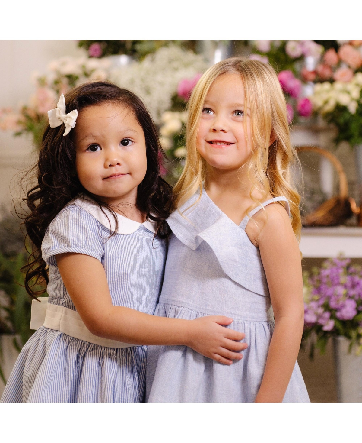 Hope & Henry Girls' Short Sleeve Seersucker Dress with Peter Pan Collar