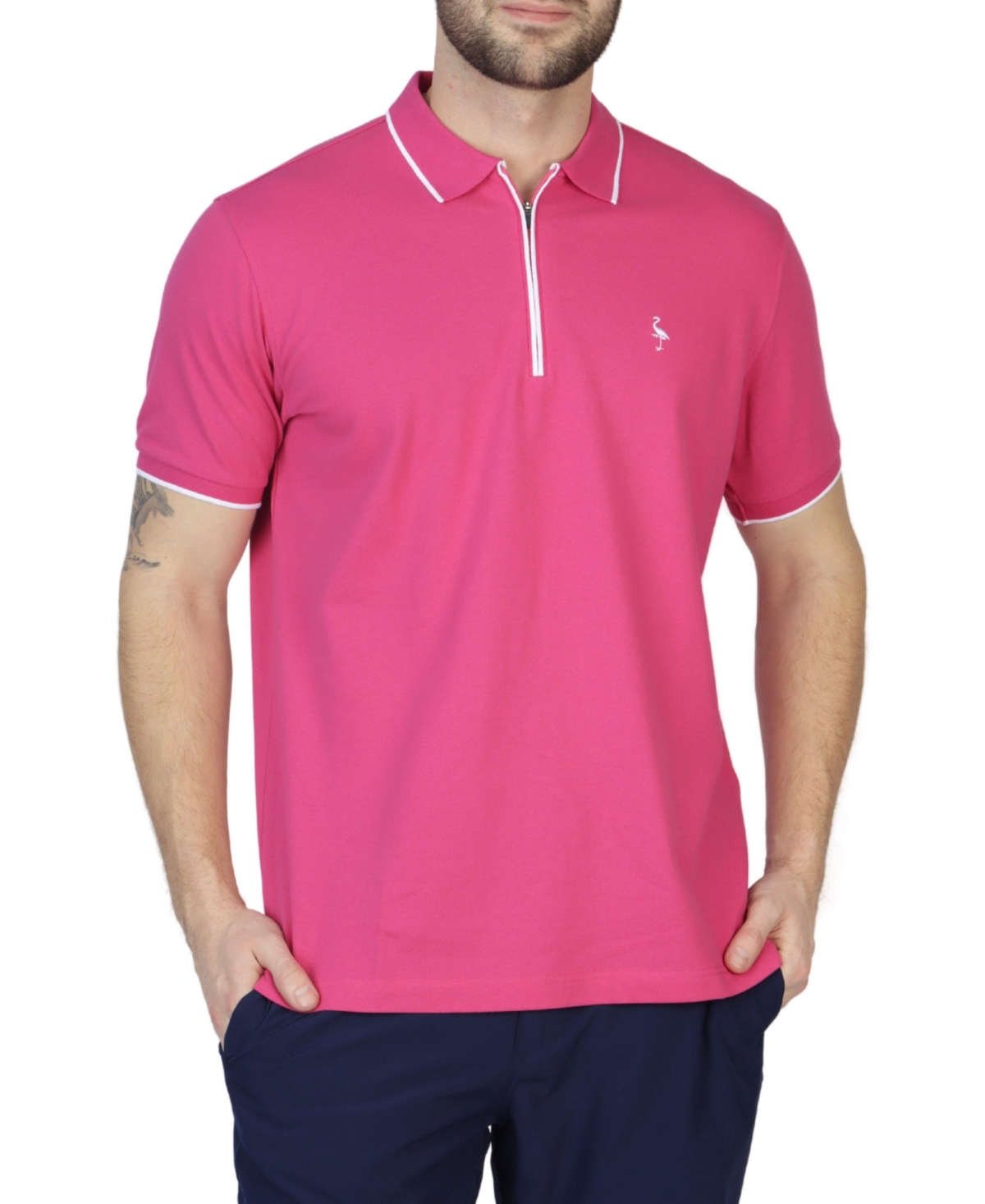 TAILORBYRD PIQUE ZIPPER POLO WITH TIPPING