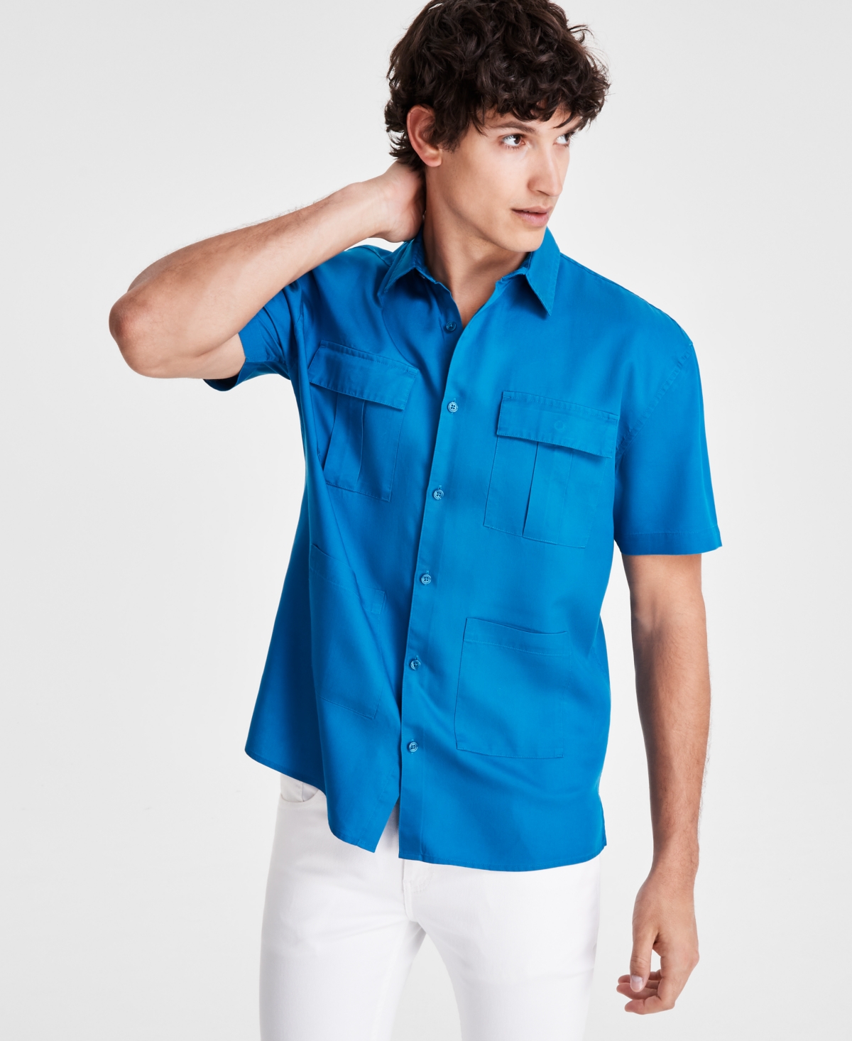 Shop Inc International Concepts Men's Tino Pocket Shirt, Created For Macy's In Atlantic Coast