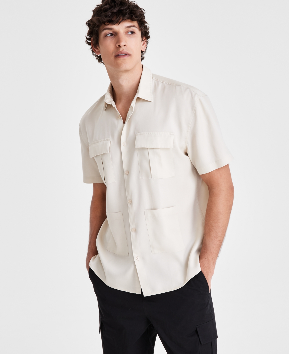 Men's Tino Pocket Shirt, Created for Macy's - Grain