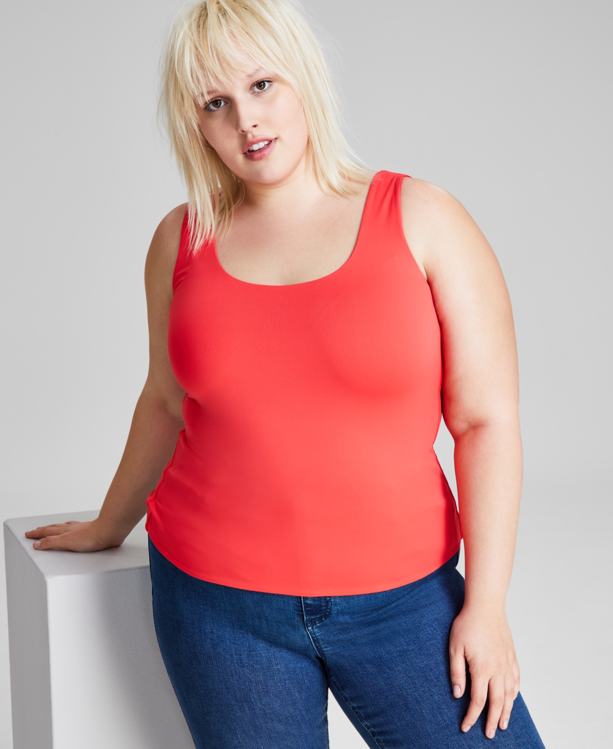 And Now This Plus Size Scoop-neck Sleeveless Top, Created For Macy's In Hibiscus