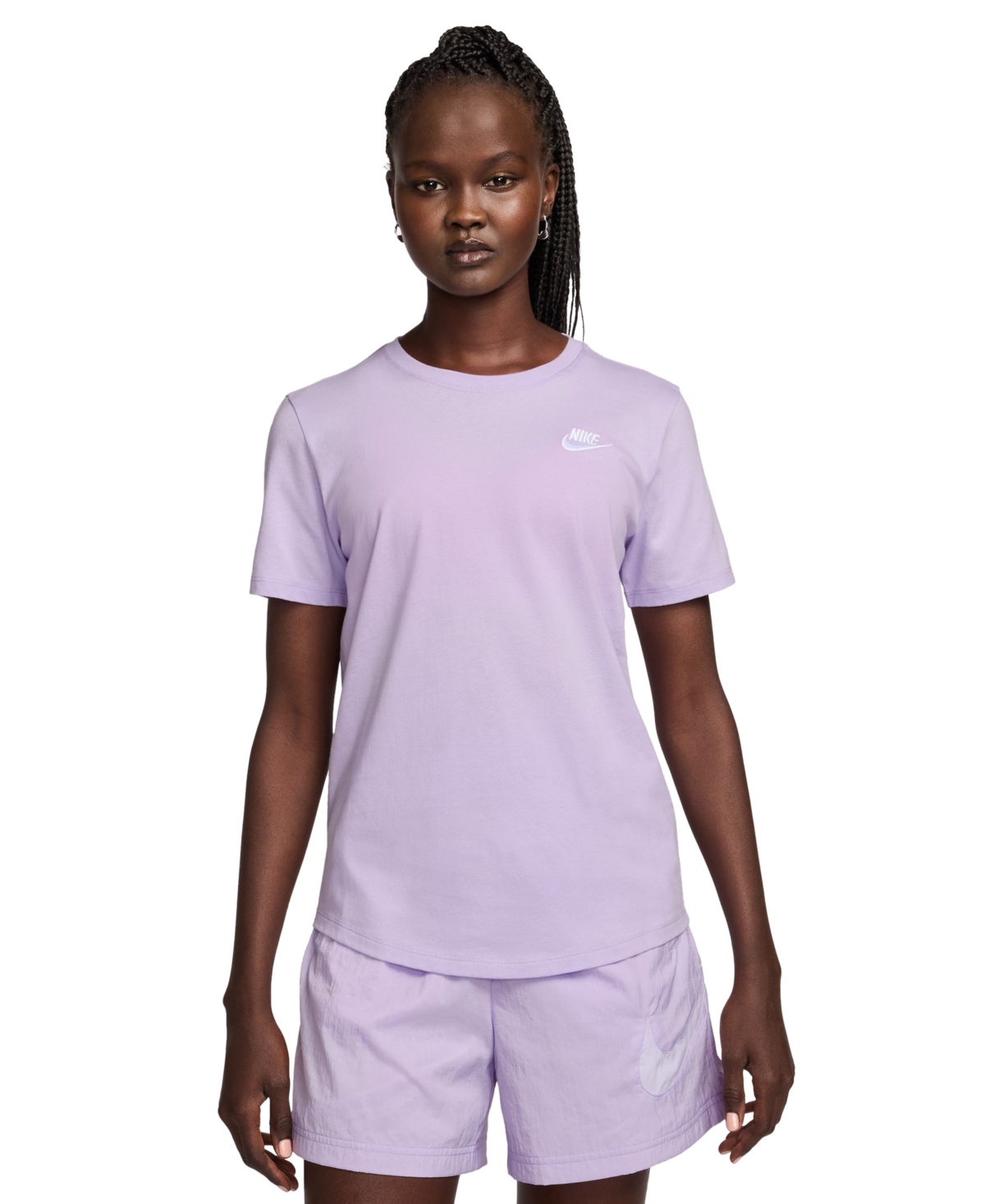 Nike Women's Sportswear Club Essentials T-shirt In Violet Mist,white