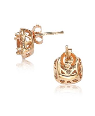 Suzy Levian Sterling Silver Cubic Zirconia Cushion Halo Stud Earrings